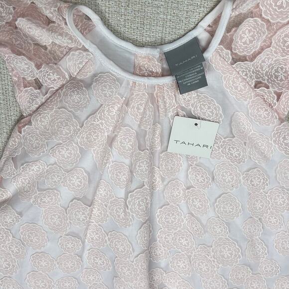 Tahari Girls Baby Toddler Size 24m Dress Pink and White Floral Lace NEW - Picture 3 of 8